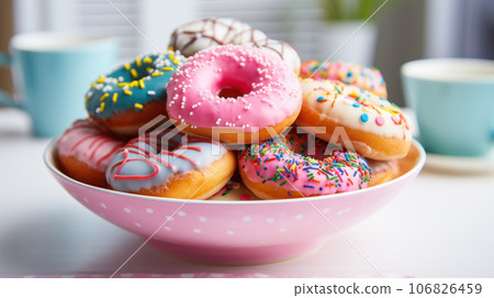Multi-colored donuts 106826459