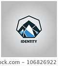 paper sticker on white background mountains 106826922