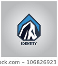 simple mountain logo design with long shadow 106826923