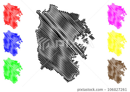 Yokohama City (State of Japan, island country, Kanagawa Prefecture) map vector illustration, scribble sketch City of Yokohama map 106827261