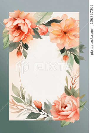Colorful simple floral decoration illustration background template, creative arrangement of nature and flowers. Good for banner, wedding card invitation draft, birthday, greetings, and design element. 106827393