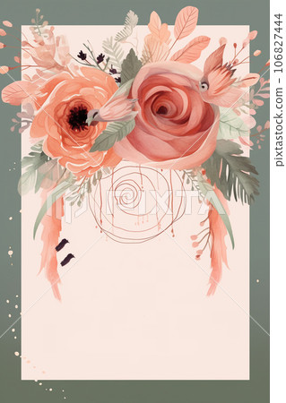 Colorful simple floral decoration illustration background template, creative arrangement of nature and flowers. Good for banner, wedding card invitation draft, birthday, greetings, and design element. Colorful simple floral decoration illustration background template, creative arrangement of nature and flowers. Good for banner, wedding card invitation draft, birthday, greetings, and design element. 106827444