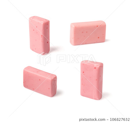 Fruit Chews Isolated, Pink Chewable Candies, Fruit Chew Candy Pile, Square Taffy, Colorful Gummy Candies Fruit Chews Isolated, Pink Chewable Candies, Fruit Chew Candy Pile, Square Taffy, Colorful Gummy Candies 106827632