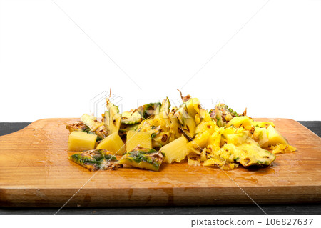 Pineapple Peel Isolated, Raw Ananas Skin, Eco Bio Garbage for Compost, Organic Waste Ingredient, Pine Apple Skin 106827637