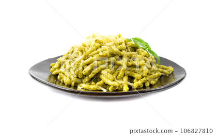 Trofie Al Pesto, Italian Pasta with Pesto Sauce, Traditional Genovese Troffie, Fusilli Pugliesi, Liguria Food Trofie Al Pesto, Italian Pasta with Pesto Sauce, Traditional Genovese Troffie, Fusilli Pugliesi, Liguria Food 106827810