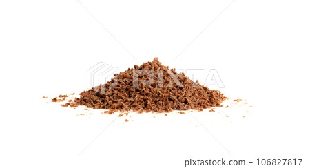 Grated Chocolate Pile Isolated, Crushed Chocolate Shavings, Crumbs, Scattered Flakes, Cocoa Sprinkles Grated Chocolate Pile Isolated, Crushed Chocolate Shavings, Crumbs, Scattered Flakes, Cocoa Sprinkles 106827817
