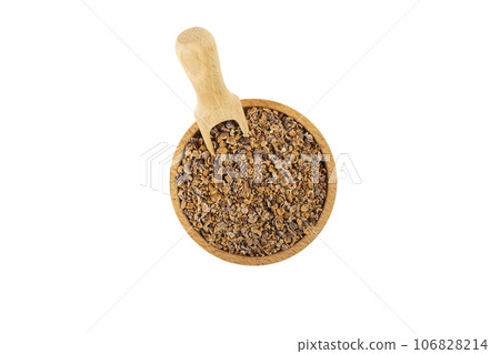 Crataegus, commonly called hawthorn, quickthorn,thornapple, May-tree, whitethorn, Mayflower or hawberry in wooden bowl and scoop isolated on white background. Crataegus, commonly called hawthorn, quickthorn,thornapple, May-tree, whitethorn, Mayflower or hawberry in wooden bowl and scoop isolated on white background. 106828214