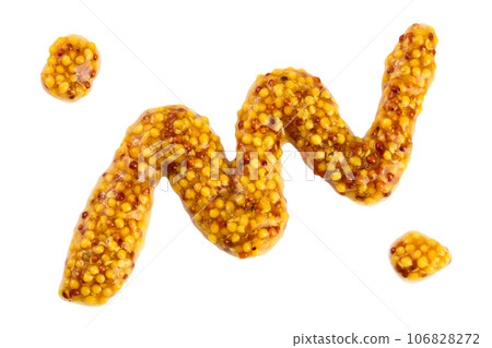 french mustard isolated on white background with full depth of field. Top view. Flat lay. french mustard isolated on white background with full depth of field. Top view. Flat lay. 106828272