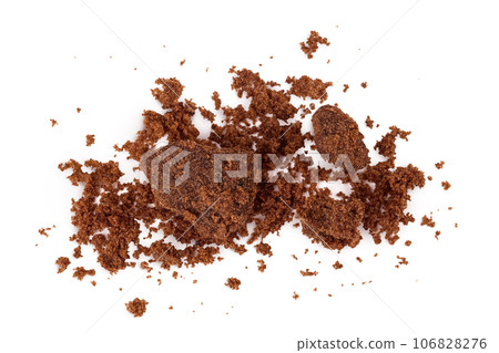 Dark muscovado sugar or Barbados sugar isolated on white background. Top view. Flat lay Dark muscovado sugar or Barbados sugar isolated on white background. Top view. Flat lay 106828276