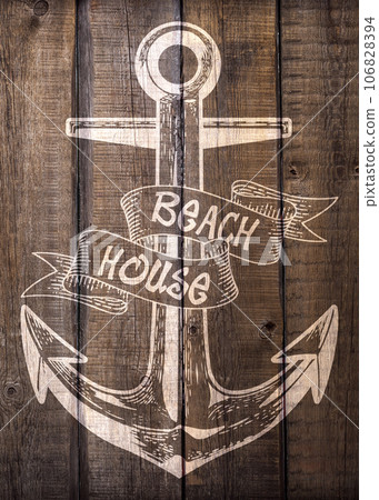 Beach House - Nautical Anchor Coastal Poster Art 106828394