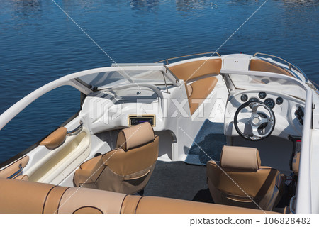 Image of the interior of a transport motorboat Image of the interior of a transport motorboat 106828482