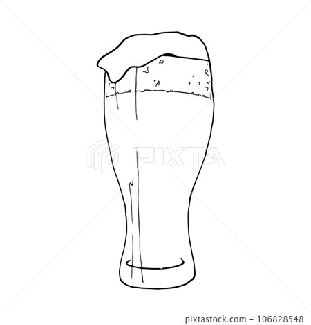 Fresh green hop. Glass of beer. Graphic hand drawn illustration for Octoberfest. Vector sketch for ornament or any design 106828548