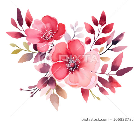 Pink watercolor flowers isolated 106828783