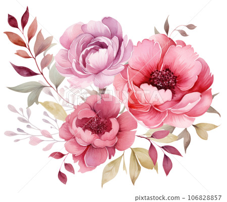 Pink watercolor flowers isolated Pink watercolor flowers isolated 106828857