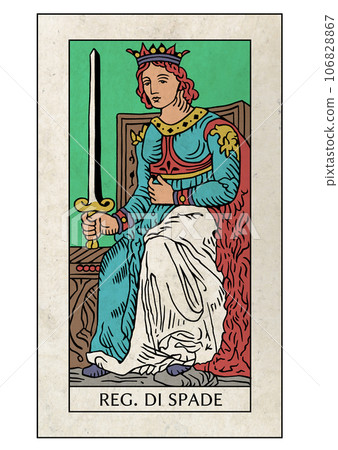 Marseille Tarot Minor Arcana Queen of Swords 106828867