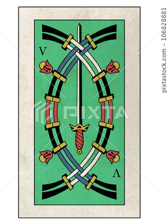 Marseille Tarot Minor Arcana Five of Swords 106828881