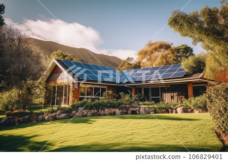 Solar panels on roof of the house renewable energy 106829401