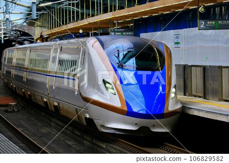 Hokuriku Shinkansen E7 series that goes to and from the pass station "Annakaharuna" 106829582