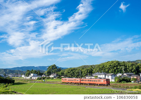 [Mugi Line] Early morning local train heading to Tokushima Station 106830058
