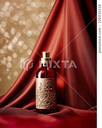 Luxurious perfume bottle, exquisite perfume commercial with natural light and rich rextures in studio background, beauty product container Luxurious perfume bottle, exquisite perfume commercial with natural light and rich rextures in studio background, beauty product container 106830226