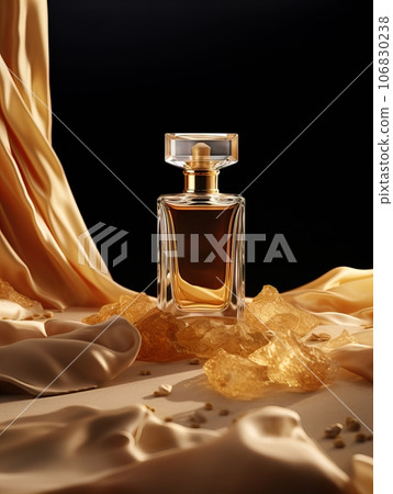 Luxurious perfume bottle mockup, exquisite perfume commercial with natural light and rich rextures in studio background, beauty product container Luxurious perfume bottle mockup, exquisite perfume commercial with natural light and rich rextures in studio background, beauty product container 106830238