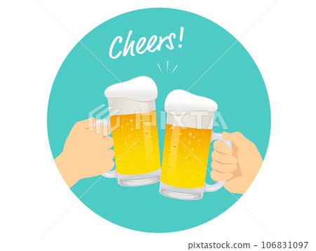 用一杯啤酒敬酒的一點插圖 用一杯啤酒敬酒的一點插圖 106831097