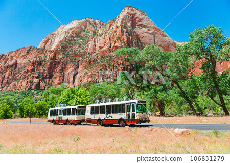 Zion National Park in Utah and free bus shuttle 106831279