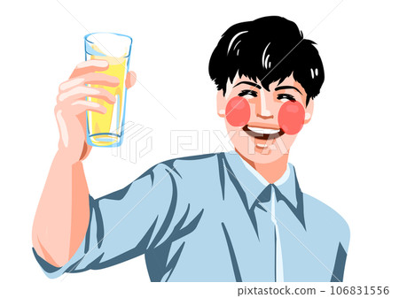 一個男人帶著微笑喝酒 106831556