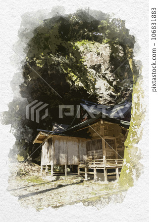 水彩風格不動院岩戶岩屋神社鳥取縣八津郡若狹町 106831883