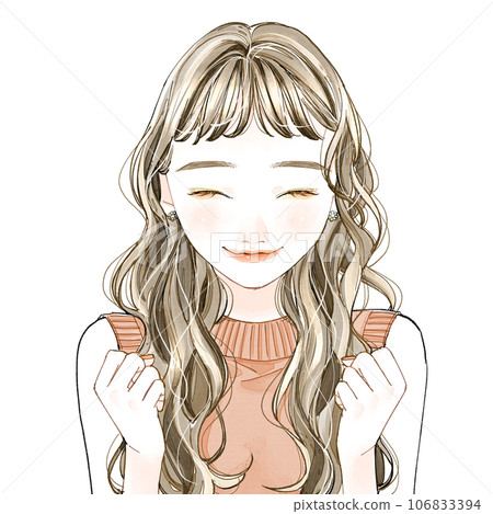 一個女人看起來很開心 一個女人看起來很開心 106833394