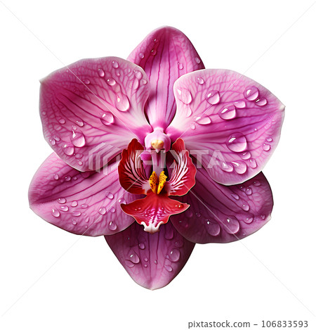 Pink orchid flower with water drops close up isolated on transparent background, generative ai Pink orchid flower with water drops close up isolated on transparent background, generative ai 106833593
