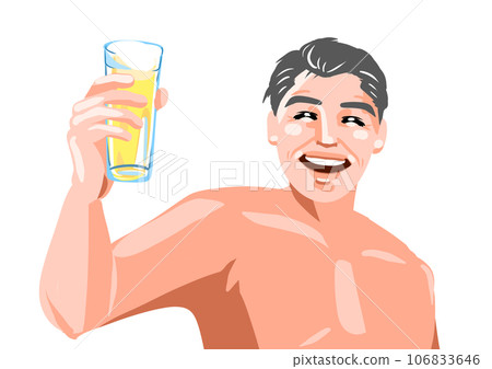 A man refreshingly drinking beer 106833646