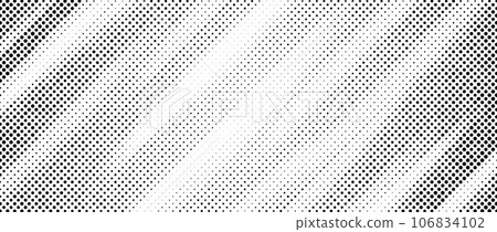 Halftone diagonal stripe texture. White and black oblique faded gradient. Grunge slanted line grit background. Abstract pop art comic wallpaper. Dotted sand noise backdrop. Retro vector illustration Halftone diagonal stripe texture. White and black oblique faded gradient. Grunge slanted line grit background. Abstract pop art comic wallpaper. Dotted sand noise backdrop. Retro vector illustration 106834102