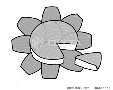 Masu sushi, local cuisine, Toyama prefecture, monochrome 106834335