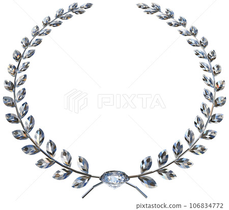 Diamond laurel emblem oval brilliant cut vector illustration 106834772