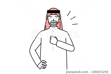 Islamic senior man beating his chest Islamic senior man beating his chest 106835293