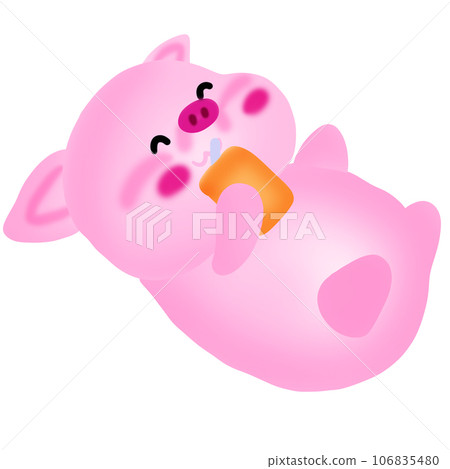 Cartoon drawing of a cute pink piglet 106835480