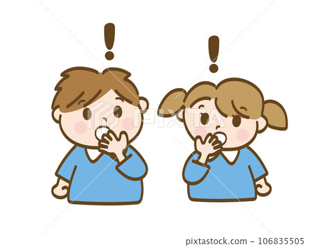 男孩女孩驚訝地摀住嘴_幼兒園小朋友的兄弟姐妹 106835505