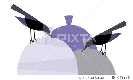 Illustration of a crow hanging in the garbage Illustration of a crow hanging in the garbage 106835536
