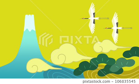 Illustration of crane and Mt.Fuji Illustration of crane and Mt.Fuji 106835545