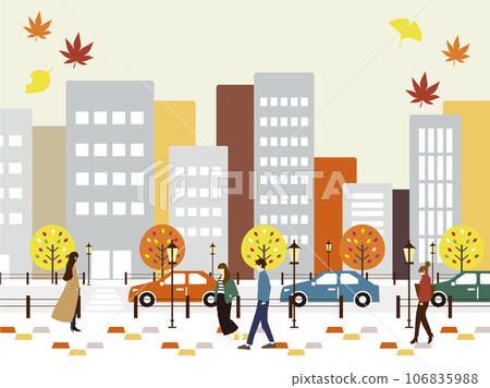 Autumn cityscape and people 106835988