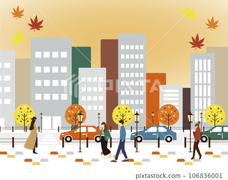 秋天的城市景觀和人們 秋天的城市景觀和人們 106836001