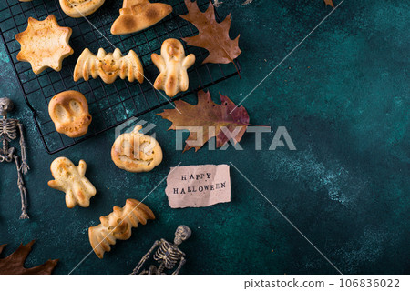 Halloween muffins in shape of bat and ghost Halloween muffins in shape of bat and ghost 106836022