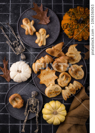 Halloween muffins in shape of bat and ghost Halloween muffins in shape of bat and ghost 106836063