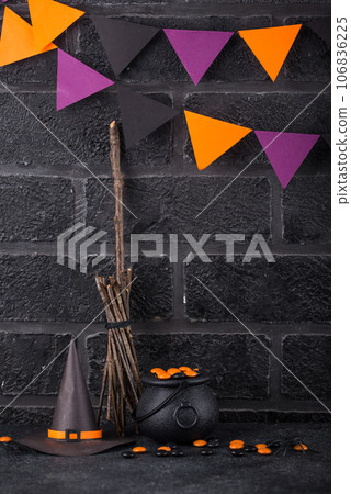 Halloween background with witches hat 106836225
