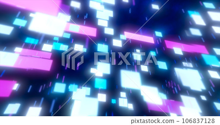 Purple and blue energy squares and rectangles particles magic glowing hi-tech futuristic abstract background 106837128