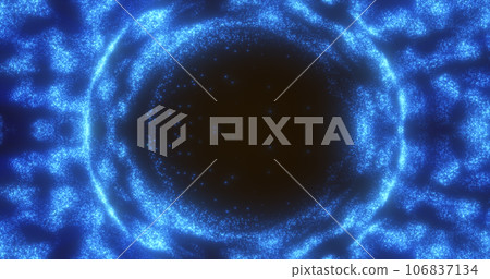 Abstract background of an energetic blue magic ring of glowing particles and a wave of energy Abstract background of an energetic blue magic ring of glowing particles and a wave of energy 106837134