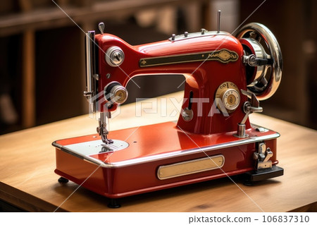 Classic retro style manual sewing machine. Generative AI 106837310
