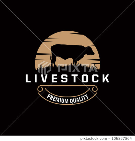 Cattle Farm Livestock Logo, Farm Garden Land Agriculture Retro Vintage Emblem Design Cattle Farm Livestock Logo, Farm Garden Land Agriculture Retro Vintage Emblem Design 106837864
