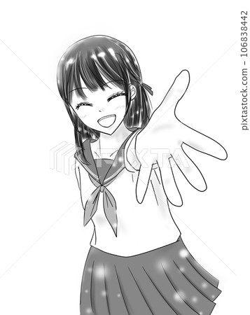 Girl cartoon style woman reaching out Girl cartoon style woman reaching out 106838442